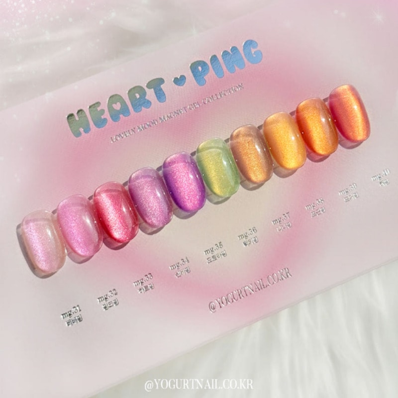 yogurt nail / Heart Ping 10 set / magnetic gel / glitter gel
