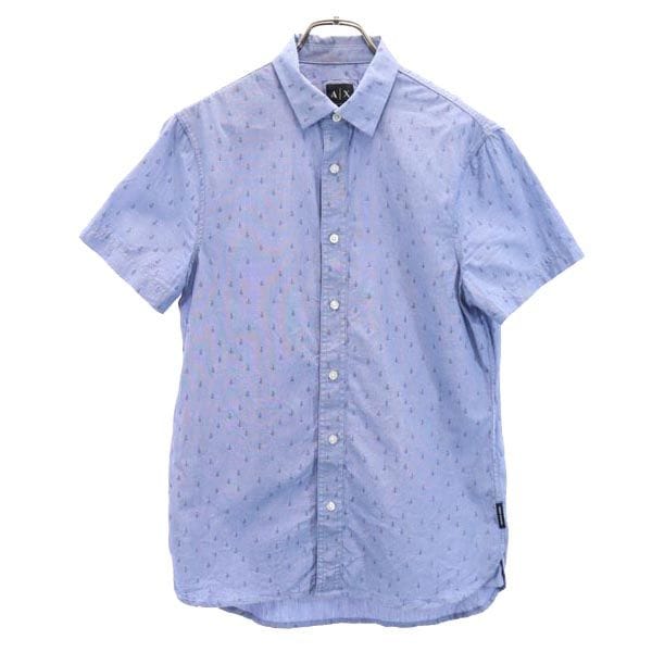 総柄 半袖 シャツ S ブルー系 メンズ