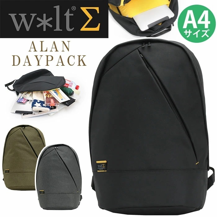 ウォルトシグマ リュックサック w＊lt Σ メンズ 学生 A4 学校 会社 仕事 ビジネス スポーツ 旅行 撥水 タブレット PC ポケット ALAN DAYPACK 517-061Σ
