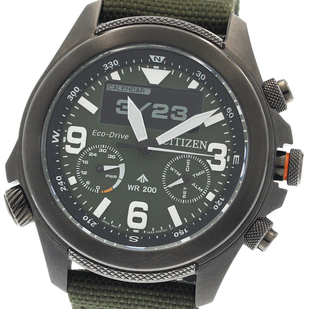 シチズン CITIZEN JV1005-02W プロマスター ランドシリーズ エコドライブ ソーラー電波 メンズ 極美品 箱・保証書付き_949185【中古】