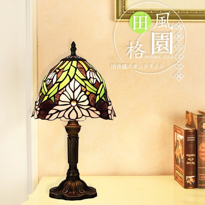 三角梅柄テーブルランプランプ 1灯 ステンドガラスランプ インテリアライト 贈り物 北欧 田舎風 ベッドサイド E26口金 LED対応 枕元ライト 枕元ランプ 卓上照明 間接照明