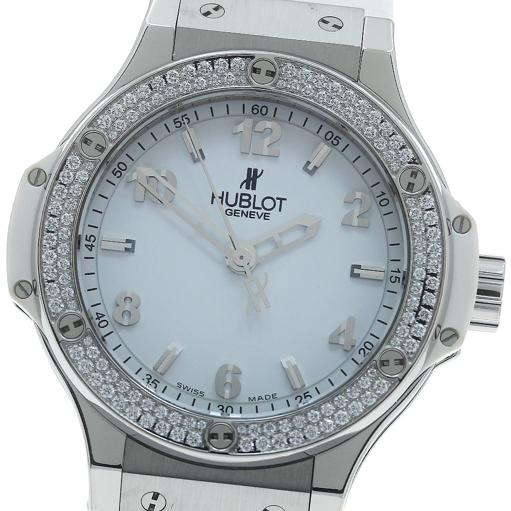ウブロ HUBLOT 361.SE.2010.RW.1104 ビッグバン スチール ホワイト ダイヤベゼル クォーツ メンズ 保証書付き_874298【中古】