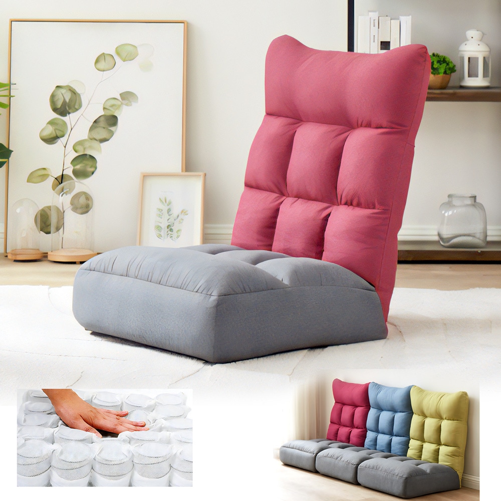 ポケットコイル座椅子 ハイバック 一人掛け 14段階 リクライニング 幅60cm ソファ リビング 座椅子 カジュアル リッチ F-1954