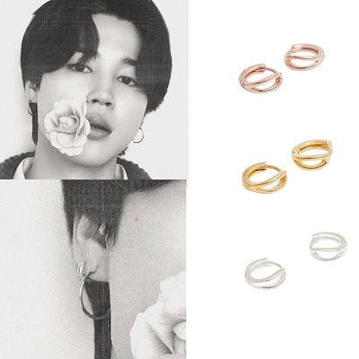 【HANNA543】☆E809 イヤリング ★BTS JIMIN 着用♪ Qoo10] HANNA543 【BTSジミン着用】シルバーイヤリングE : KPOP