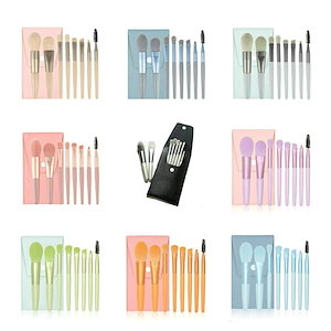 80セットメイクブラシ 8 本セット Mini 9 色展開 携带便利 柔らかい 化粧筆セット