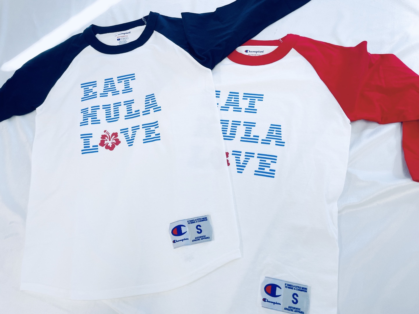 ハワイのフラライフスタイル「EAT HULA LOVE」ラグランスリーブTシャツ