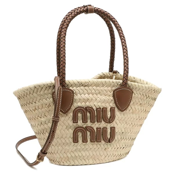 かごバッグ ショルダーバッグ カゴバッグ ベージュ ブラウン レディース MIU MIU 5BG273 2DDH F0A5T