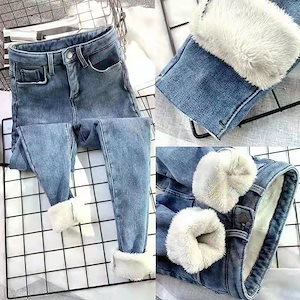 脚長効果スキニーデニムパンツ レディース厚手保温裏起毛スキニーデニム ジーンズ デニム ストレッチパンツ ボトムスパンツ