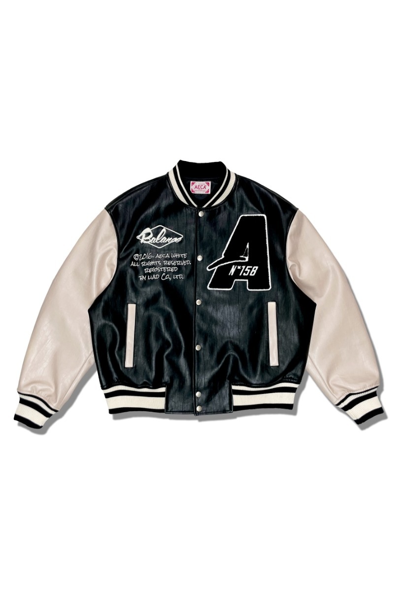 【AECA WHITE】 A THUNDER VARSITY JACKET : BLACK