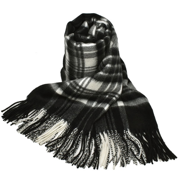 マフラー WA000056KU0079 WA56 大判 マフラー ストール チェック カシミア100％ メンズ レディース Black & White Stewart