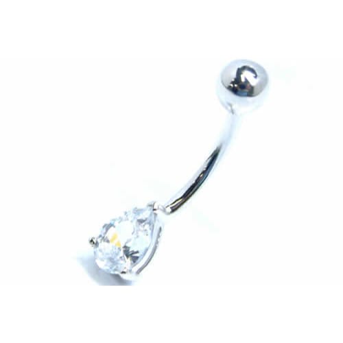 14金 ホワイトゴールド ティアドロップへそピアス 14G 14ゲージ ボディピアス 本物の金 女性
