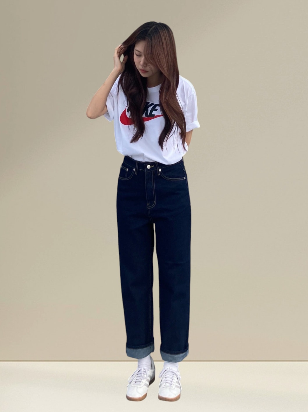 0708 Deep blue straight denim jeans 5,000円