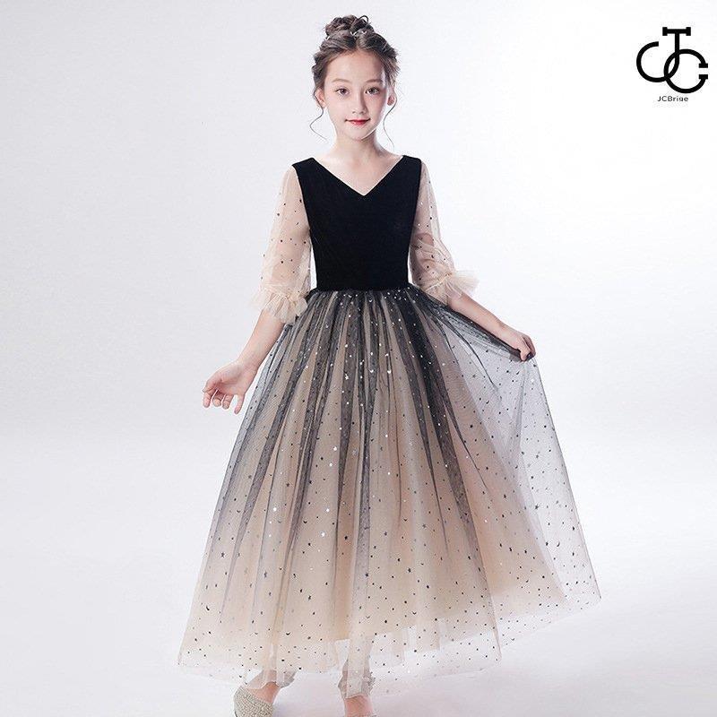 ピアノ発表会ドレス 袖あり 発表会ドレス ジュニア 子供用ドレス 結婚式 ロングドレス子供発表会 高級 子供 プリンセス