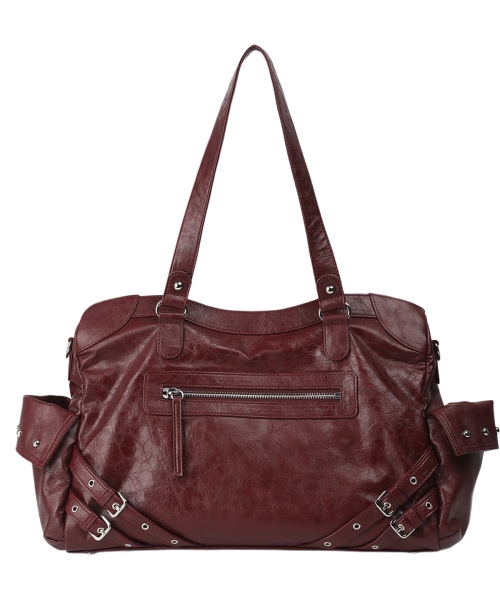 【DEINET】 STUD POCKET BIG BAG IN BURGUNDY トートバッグ 正規品