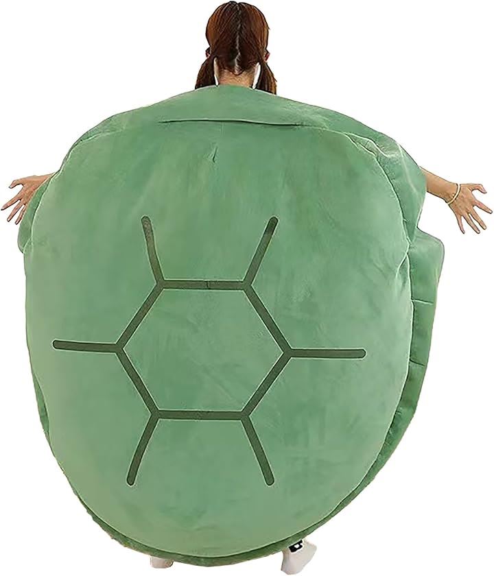 亀の甲羅 クッション 着ぐるみ 着用可能 ぬいぐるみ コスプレ 抱き枕 リラックス 座布団 座椅子 背もたれ 読書 動画視聴(グリーン 80cm)