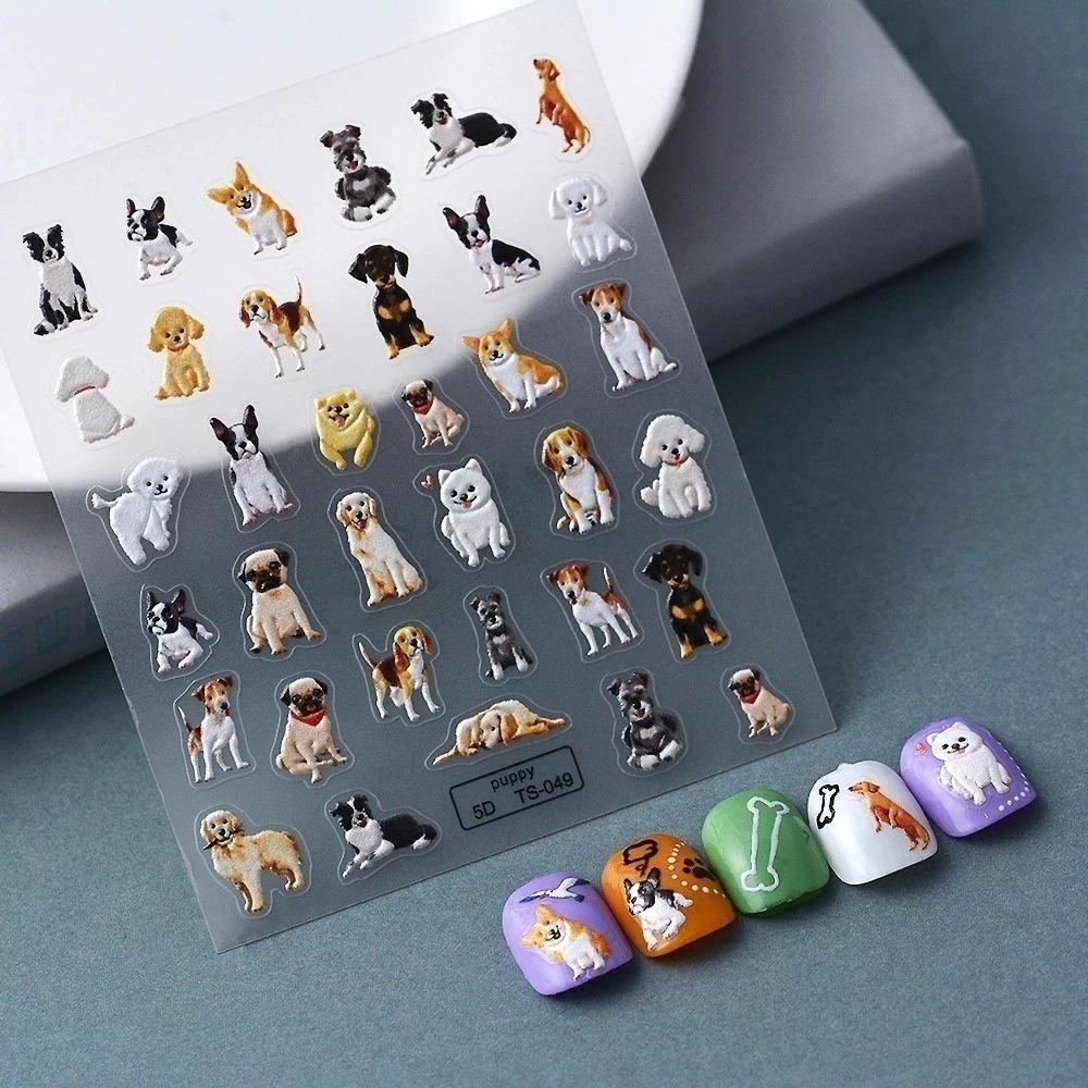 【1つ買うと10つ無料】かわいいシリーズ 立体爪薄靭バックアニメ子犬5Dネイル現物