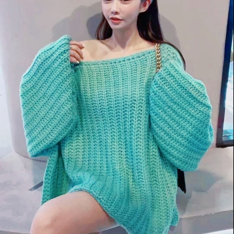 セーター ニットセーター トップス ラウンドネック 長袖 ワンショルダー プルオーバー ルーズ 韓国 レディース かわいい 可愛い キュート 大人可愛い 大人女子 シンプル きれいめ