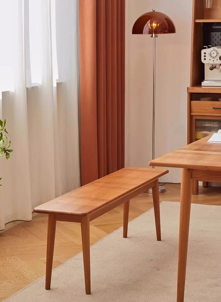 ダイニングベンチ アメリカンチェリー無垢材 レストラン カフェ 商業用 頑丈 耐荷重150kg 天然木 高級ベンチ 2人掛け (チェリーウッド, 80x30x44cm)