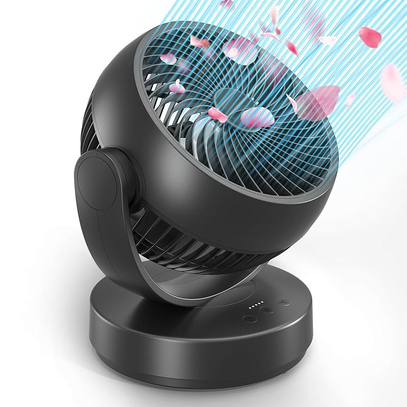 HandFan サーキュレーター 扇風機 DCモーター パワフル送風 10000mAh電池 usb充電式 扇風機 静音 5段階風量調節 パワフル送風 アロマ機能 タイマーき 対応 空気循環 リビング/
