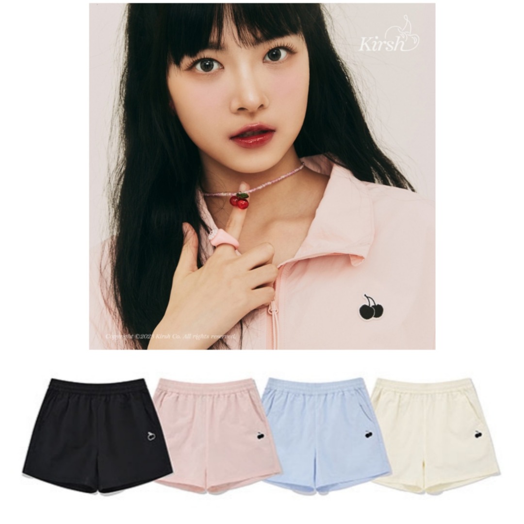 【KIRSH】【限定Le sserafimウンチェトレカ付き】23SSバンディングショートパンツ MONO CHERRY BANDING WOVEN HALF PANTS