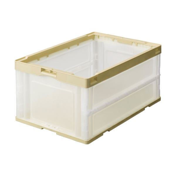 (まとめ) TANOSEE 折りたたみコンテナ 50L アイボリー/透明 1台 (×5セット)