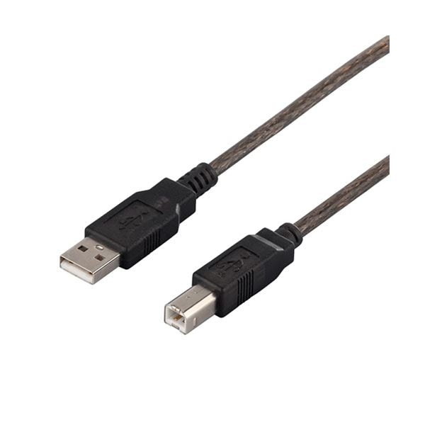 （まとめ） バッファローUSB2.0ケーブル（A to B） ブラックスケルトン 1.5m BSUAB215BS 1本 [x3セット]