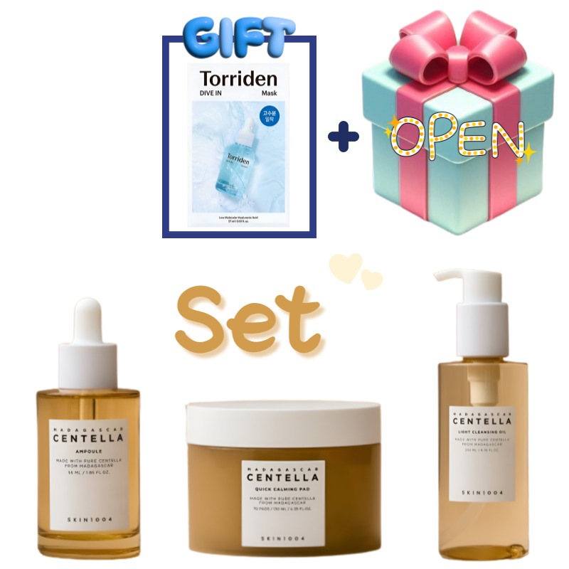 [正規品][韓国cosme][限定企画] センテラアンプル 55ml, センテラ ライトクレンジングオイル 200ml, センテラ クイックカーミングパッド 70枚