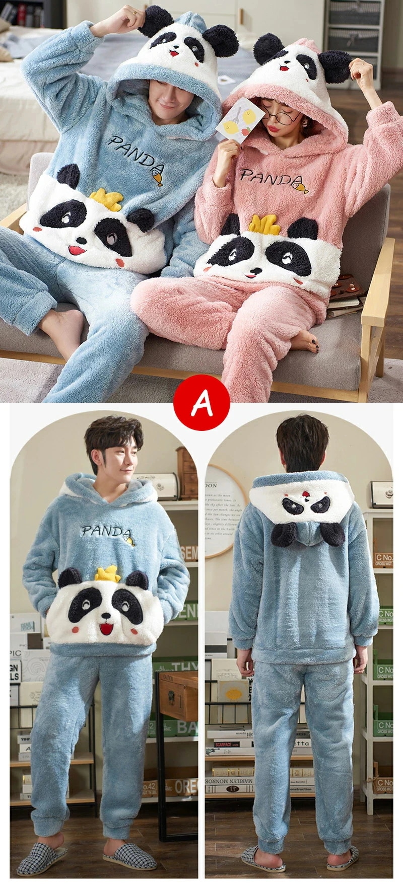 ペアパジャマ 上下セット 2着セット フランネル もこもこ フード付き ウェア カップル ペア パジャマ 秋冬 長袖 冬 部屋着 かわいい アニマル 猫 犬 恐竜 パンダー 寝巻き 大きいサイズ