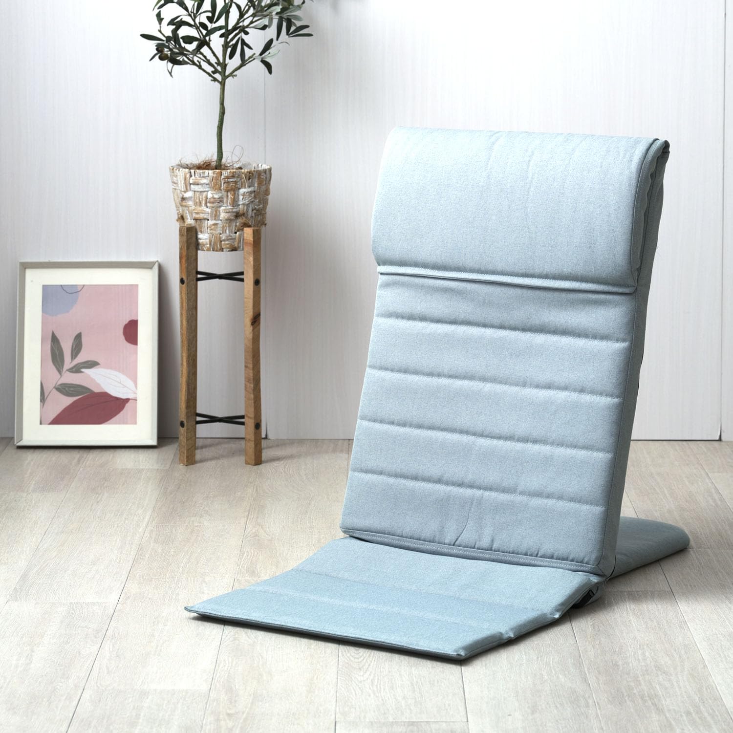 ドウシシャ いつでもどこでも背もたれ スリム 座椅子 薄型 コンパクト 背もたれ 14段階リクライニング 頭まで支えるハイバック 転倒防止ストッパー 折りたたみ収納可 軽量 ベッド上 読書