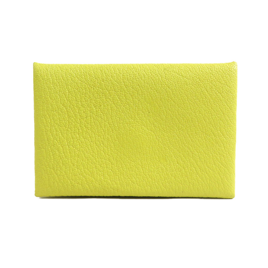 エルメス HERMES カードケース カルヴィ レザー ライトイエロー ユニセックス e61406j