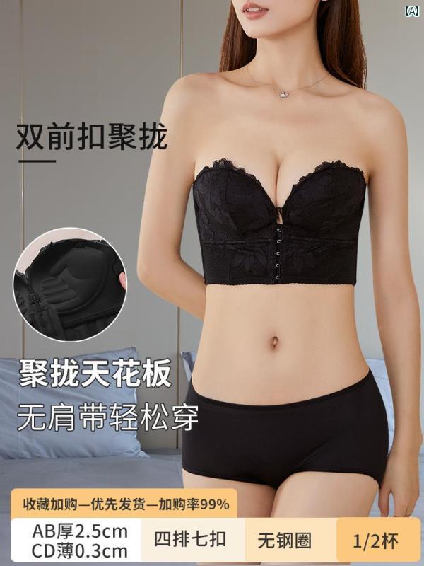 パジャマ オシャレ 大人 Victoria ストラップレスブラ レディース 滑り止め プッシュアップ 巨 乳 フロント ボタン ブラ 大きいサイズ チューブ トップ ドレス ウェディングドレス