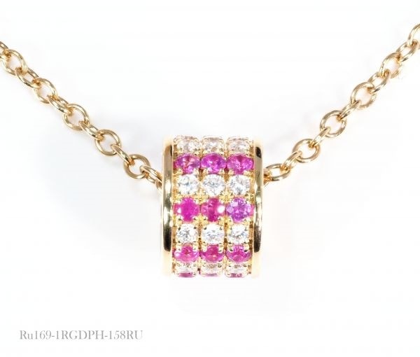 厳選 天然 ダイヤモンド ルビー ネックレス 豪華 0.944ct K18YG 18金製品 74