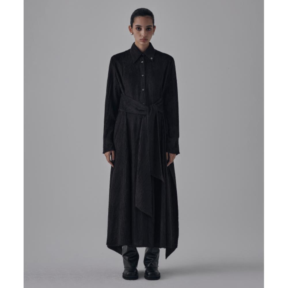 TREEMINGBIRD Velboa Stripe Strap Long Shirt OnePiece Bl