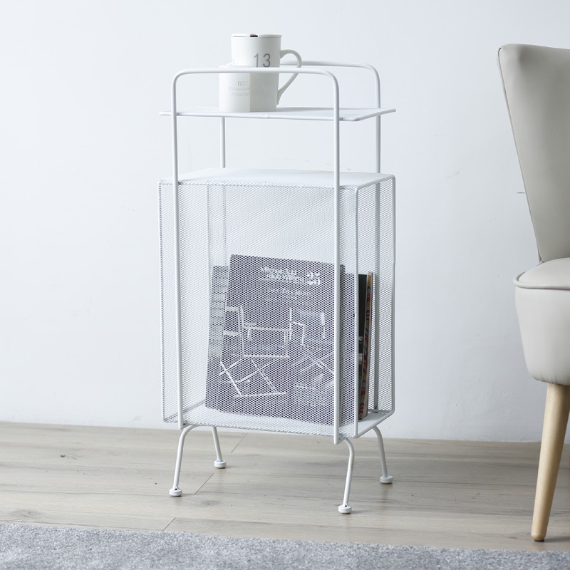 マガジンラック メッシュ面 コンパクト マガジンスタンド パンフレットスタンド スリム おしゃれ 本 雑誌 収納 ラック ホワイト ゴールド