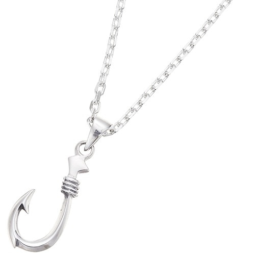シルバー925製 釣り針（マカウ）ペンダントネックレス　サーファー　ハワイアンジュエリー 海 浜辺 かっこいい