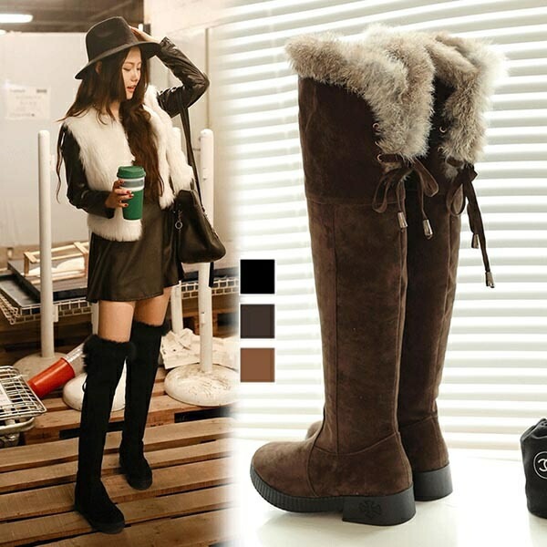 【本日限定】ニーハイブーツ 薄い/厚いボア ヒール3.5cm 裏起毛 ベージュ ブラウン ブラック ロングブーツ サイハイブーツ 大きいサイズ 美脚 レディース 大人 女性 ファッション おしゃれ シ