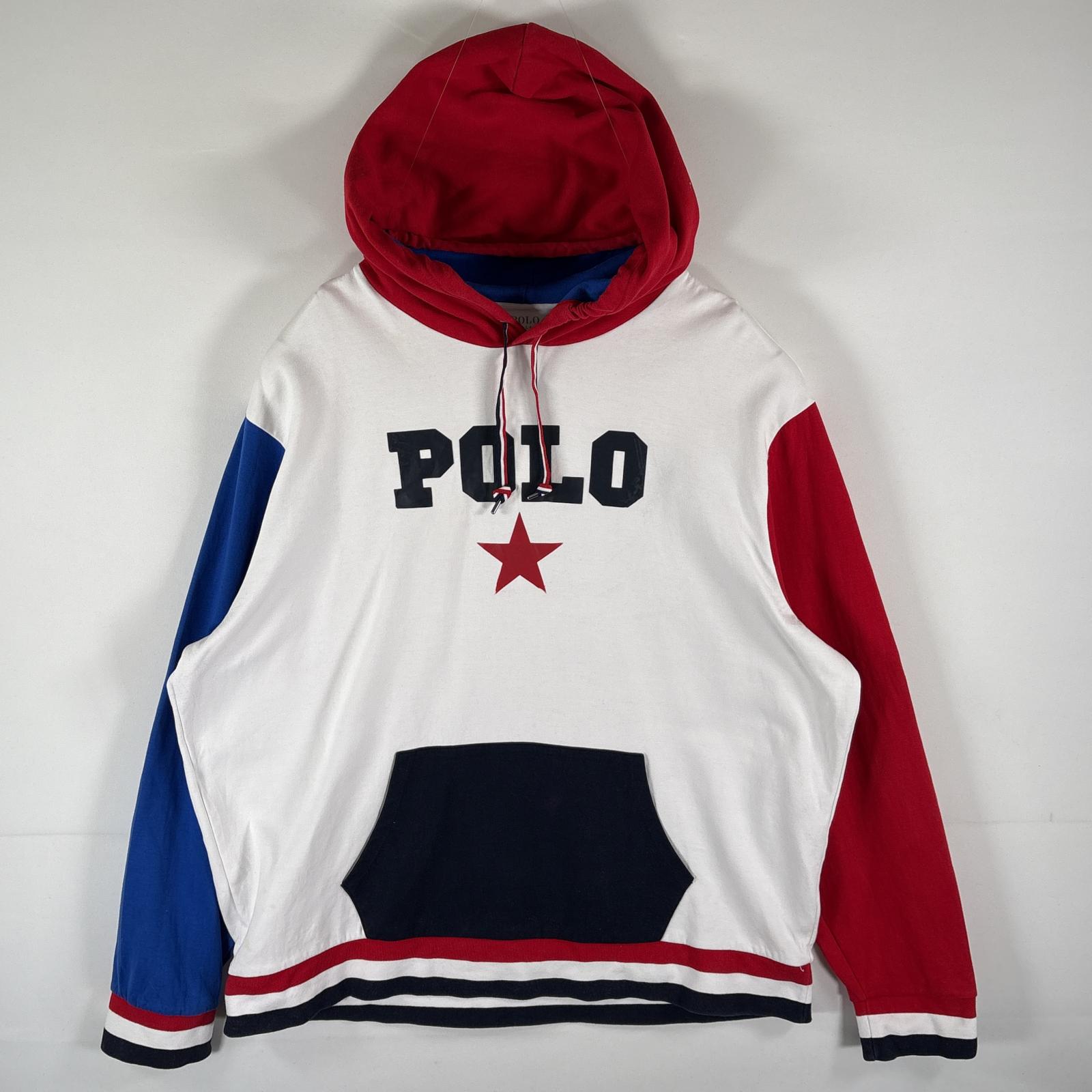 古着 パーカー スウェット プルオーバー ロゴプリント マルチカラー XXL ホワイト メンズ