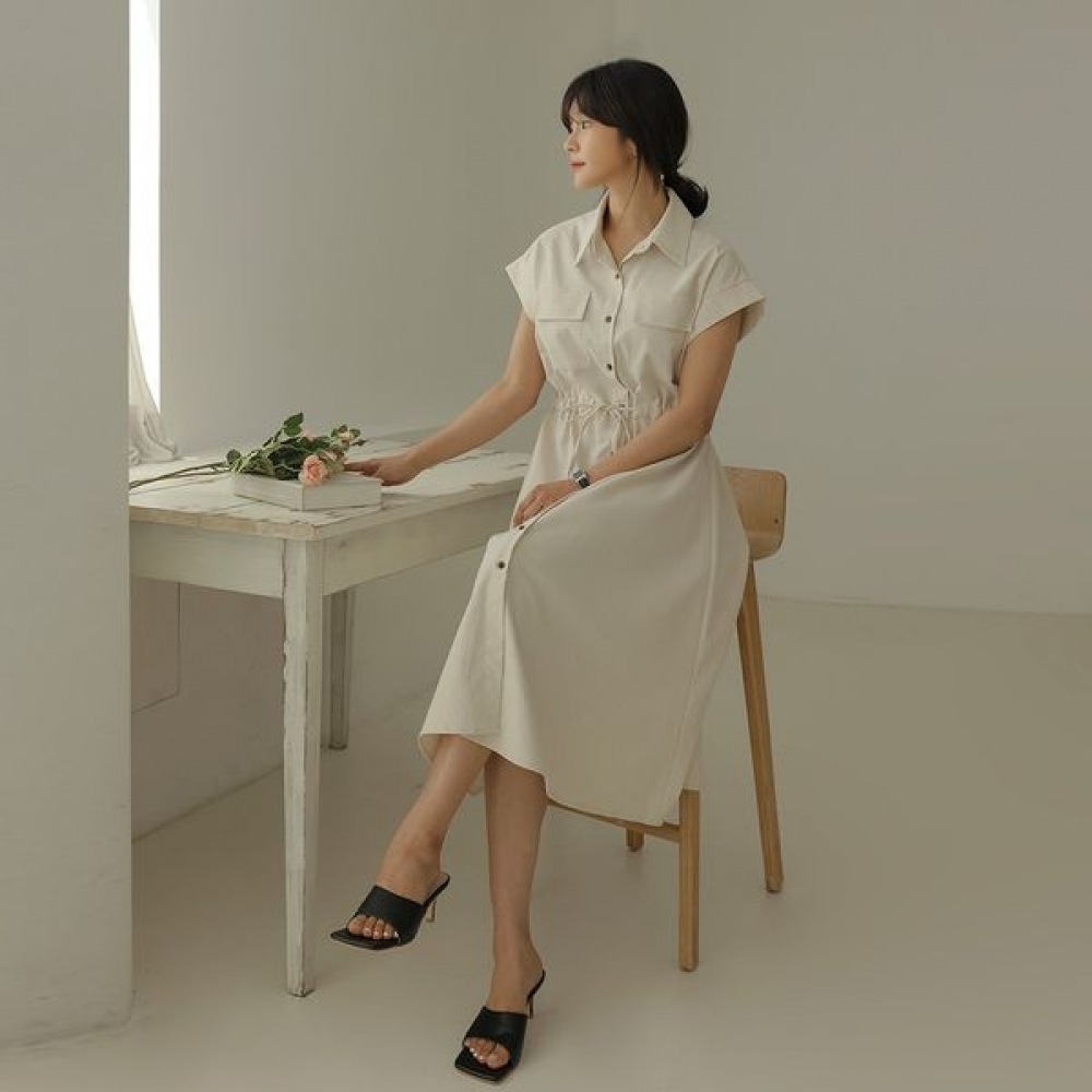 [Elysia] ロシアリネンストリングキャップナッシュドレス