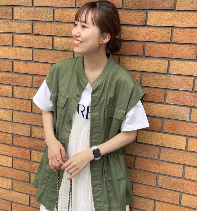トップス デート モテアイテム ミリタリー ベスト ミディアム丈 コットン 大人可愛い きれいめ 上品 おしゃれ かっこいい 大人可愛い ラブリー キュート ガーリー クール モード系 セクシー