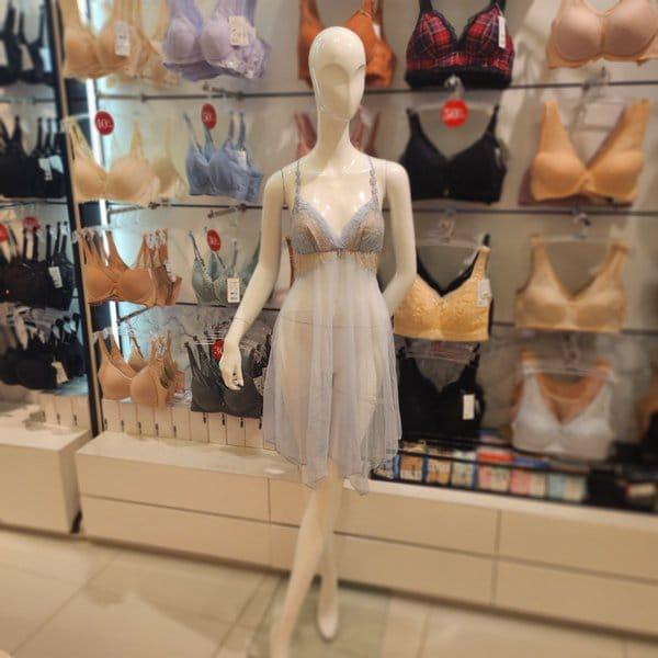 [釜山店] クチュールツートンシースルーフルスリップ FS943A SBL