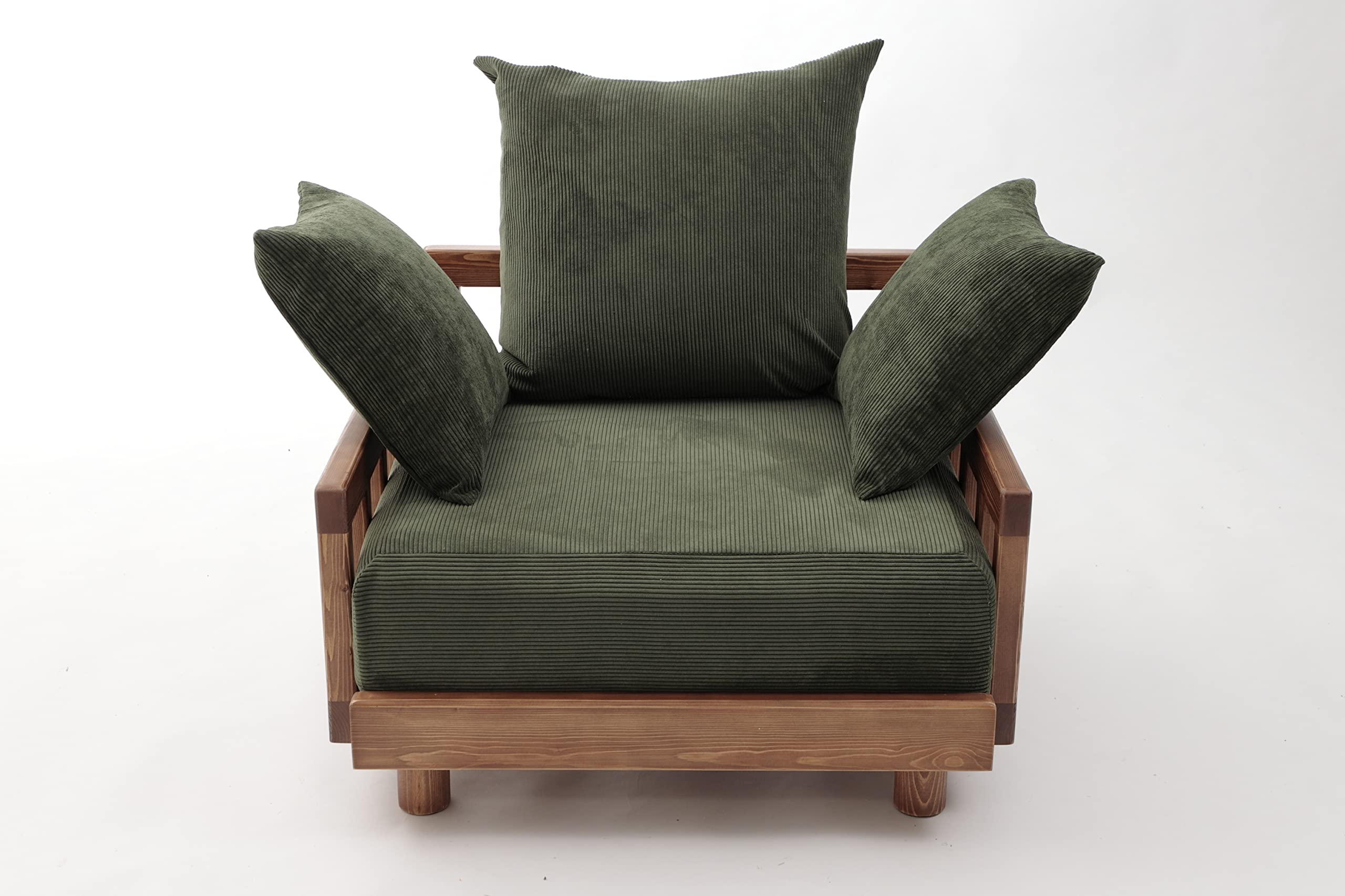 セルタン ソファー 木製 1人掛け ワイド カバーが洗える クッション ヴィンテージ ファブリック コーデュロイ モスグリーン ポケットコイル 日本製 A1002a-1P-683GRN