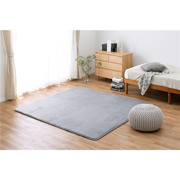 低反発パフラグ メレンゲタッチ グレー 約185x185cm