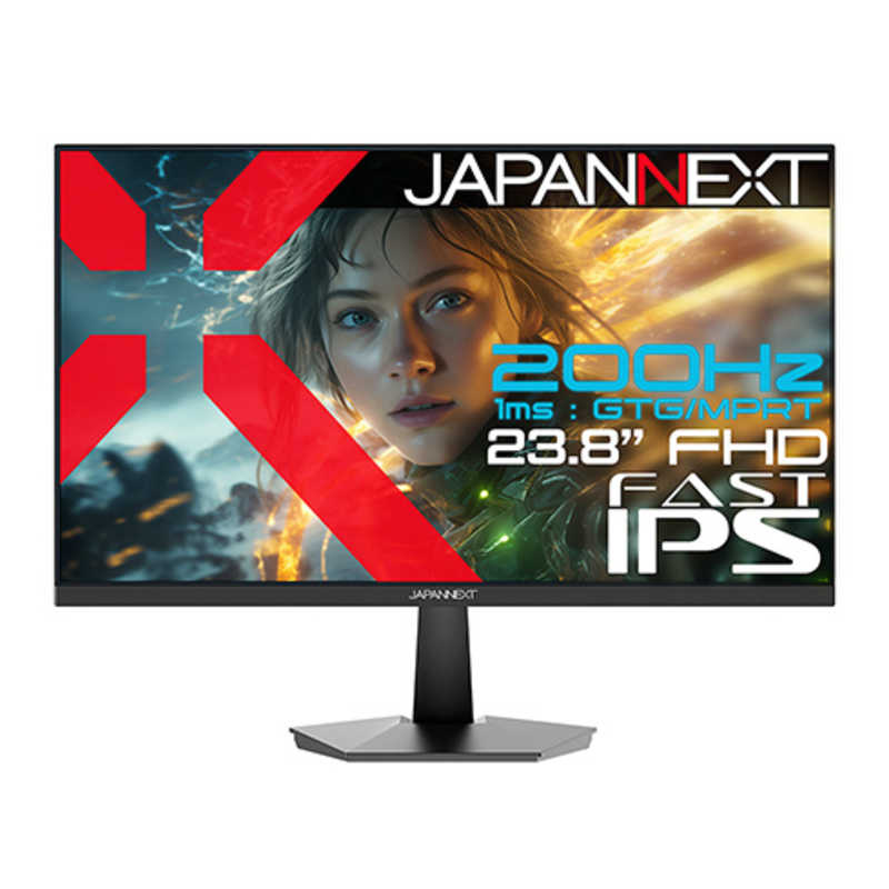 JAPANNEXT　ゲーミングモニター FAST IPSパネル搭載 200Hz/1ms対応 ［23.8型/フルHD(1920×1080)/ワイド］　JN-IPS238G200F2