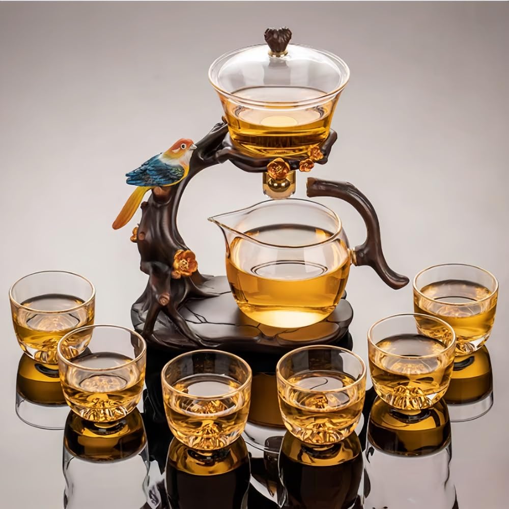 マグネットティーポット レイジーカンフーガラステーセット ガラスティーセット ホームレイジー 半自動ティーメーカー ホウケイ酸ガラスは透明性が高く 環境に優しく 耐熱性があり お手入れも簡単なため ル