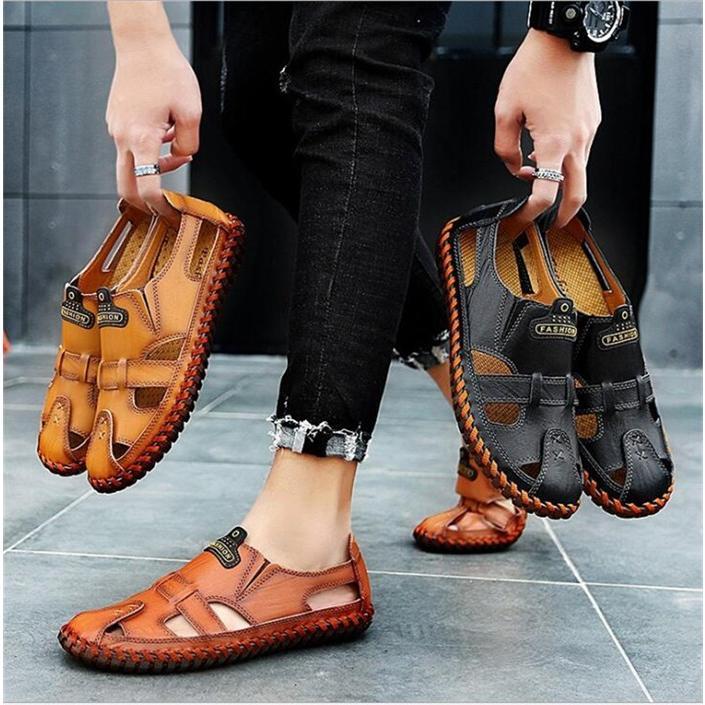 サンダルメンズ　ビジネスサンダル　軽量　通気　革サンダル　滑lり止め　カジュアルシューズ　職場用　クッション性　紳士