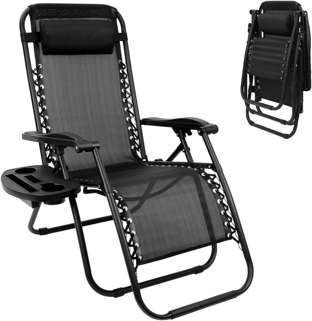 アウトドアチェア 折りたたみチェア 折り畳み椅子 ゼログラビティーチェア カップホルダー付き 「メーカー一年保証」角度調節 無段階 軽量 耐荷重150kg 仮眠 戸外 キャンプ 庭/ベランダ/ビーチ/