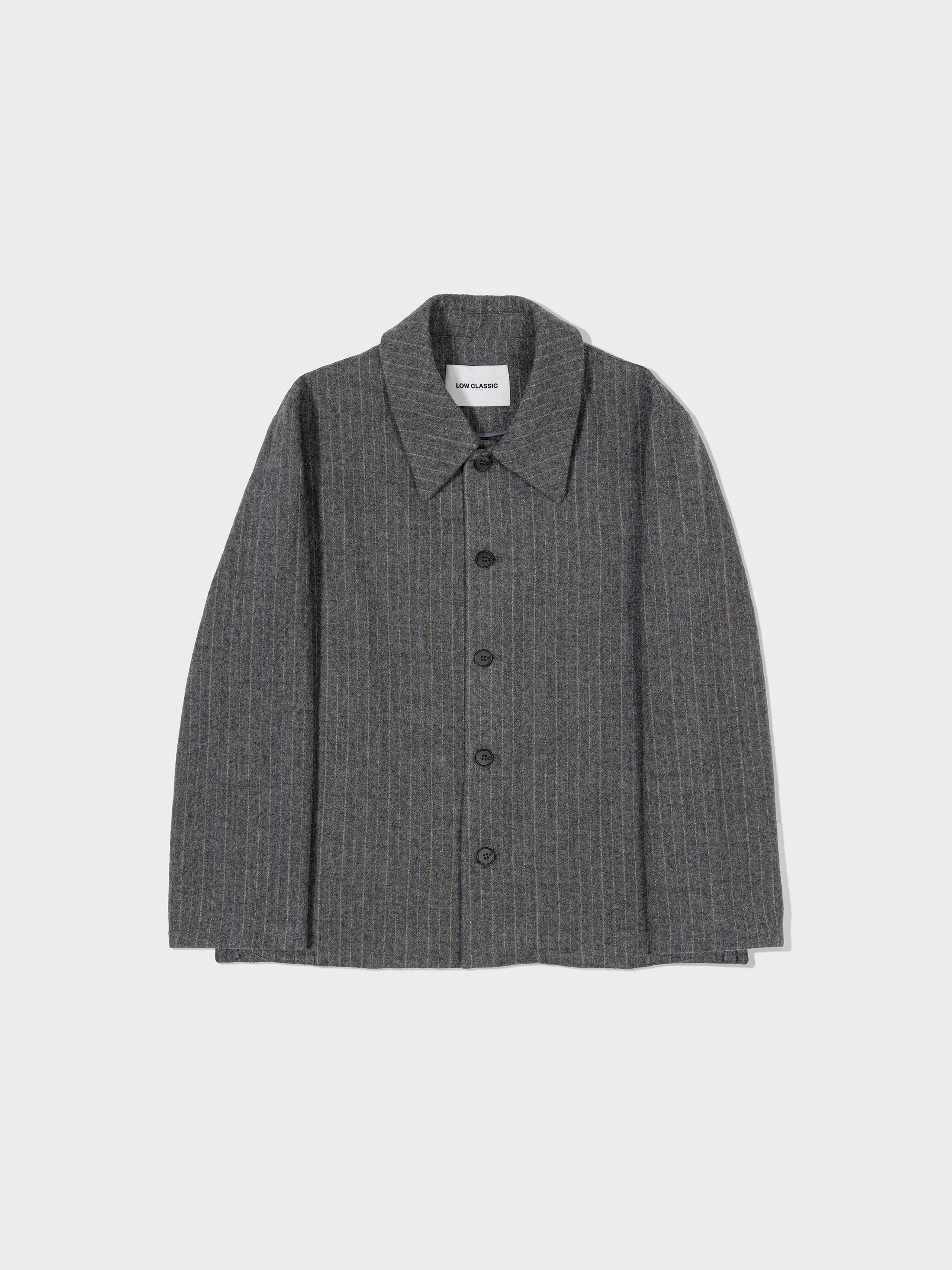 【LOW CLASSIC】 25FW STRIPE WOOL COLLAR JACKET : MULTI STRIPED GREY