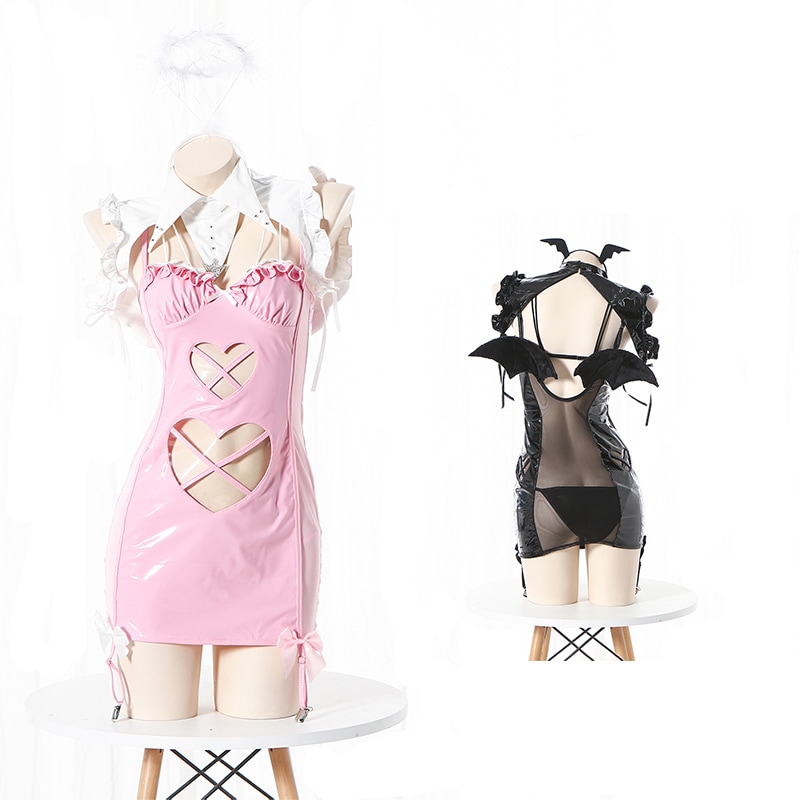 SENMHSセクシー ランジェリー 小悪魔 デビル ウィッチ 吸血鬼 魔女 デーモン PU革 萌え メイド アダルト 下着 露出 ボディコン 可愛い コスプレ コスチューム 仮