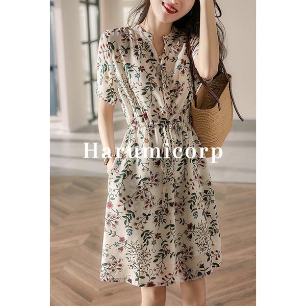 ワンピース 夏 レディース 半袖 きれいめ ロングワンピース シフォンワンピース Aライン マキシ丈ワンピース チュニック 花柄 パーティードレス 結婚式 披露宴 お呼ばれ 二次会 大きいサイズ カジ