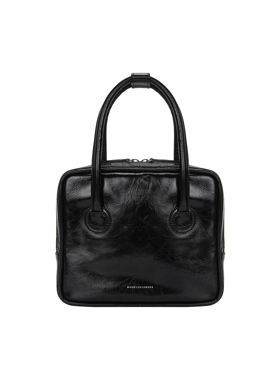 【MARGESHERWOOD】 PIPING SLIM TOTE : BLACK CRINKLE